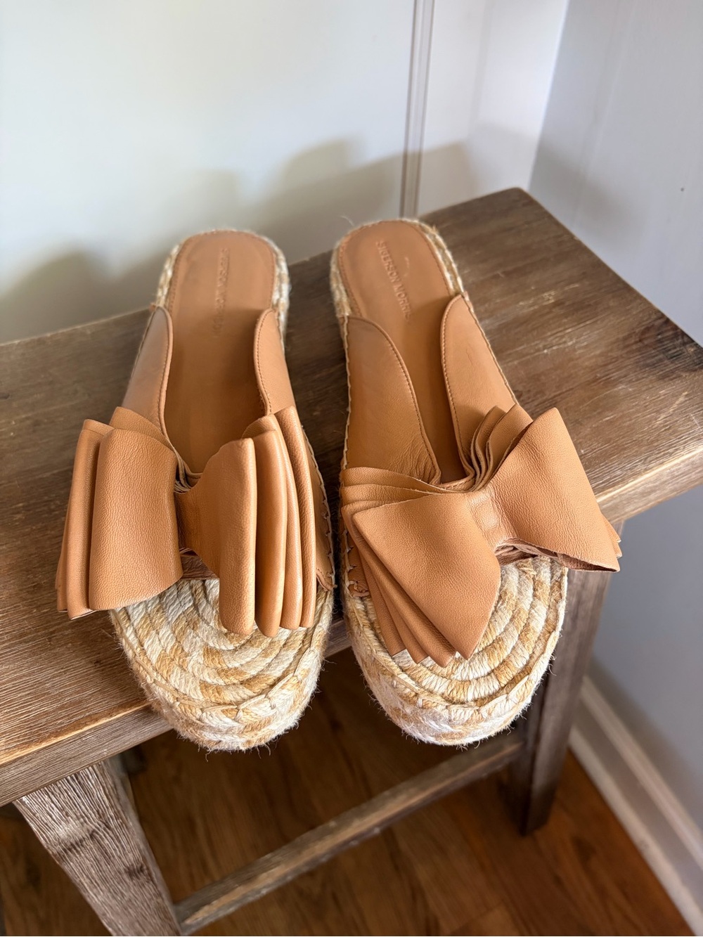 Sigerson Morrison Bow Leather Espadrille Slides verane